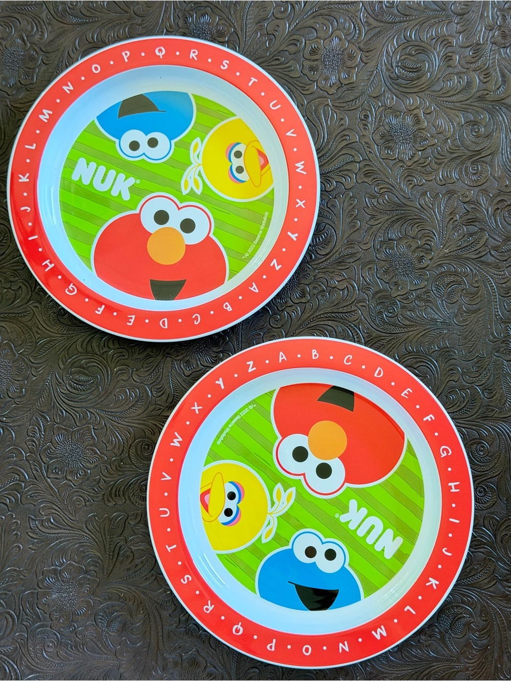 NUK Sesame Street Kids' Red Elmo & Friends Dinner Plates, Set of 2